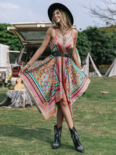 Bohemia Loose Irregularity Floral Printed V-Neck Mini Dresses